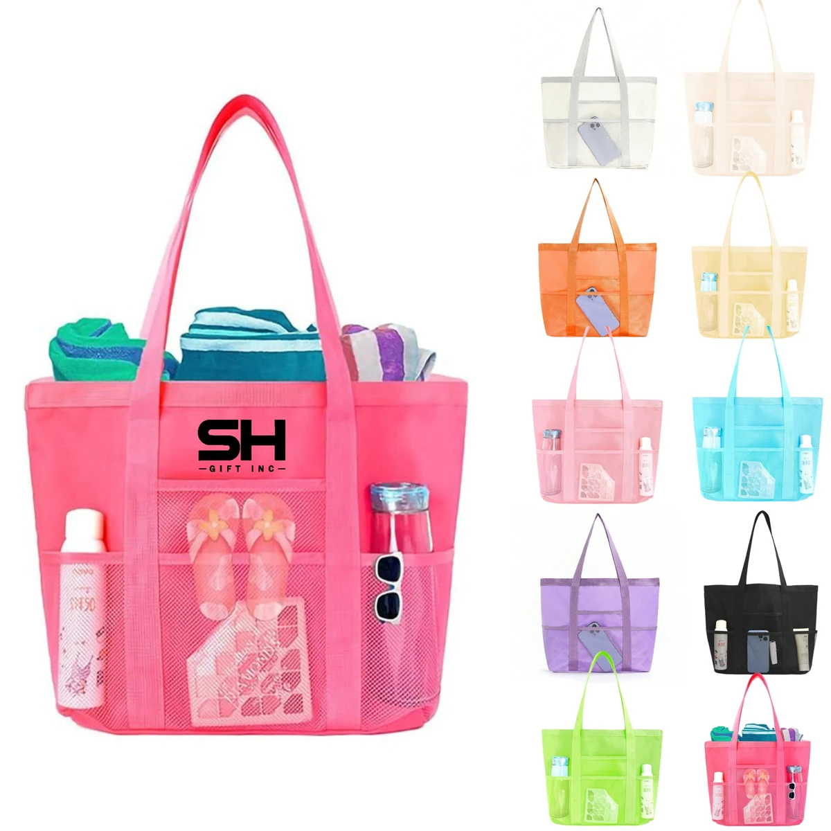 Large Capacity Portable Mesh Beach Tote Storage Bag 1