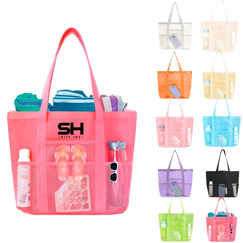 Large Capacity Portable Mesh Beach Tote Storage Bag
