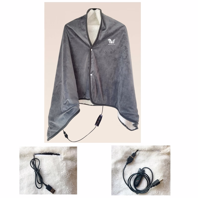3 Heat Electric Blanket Throw Poncho Wrap