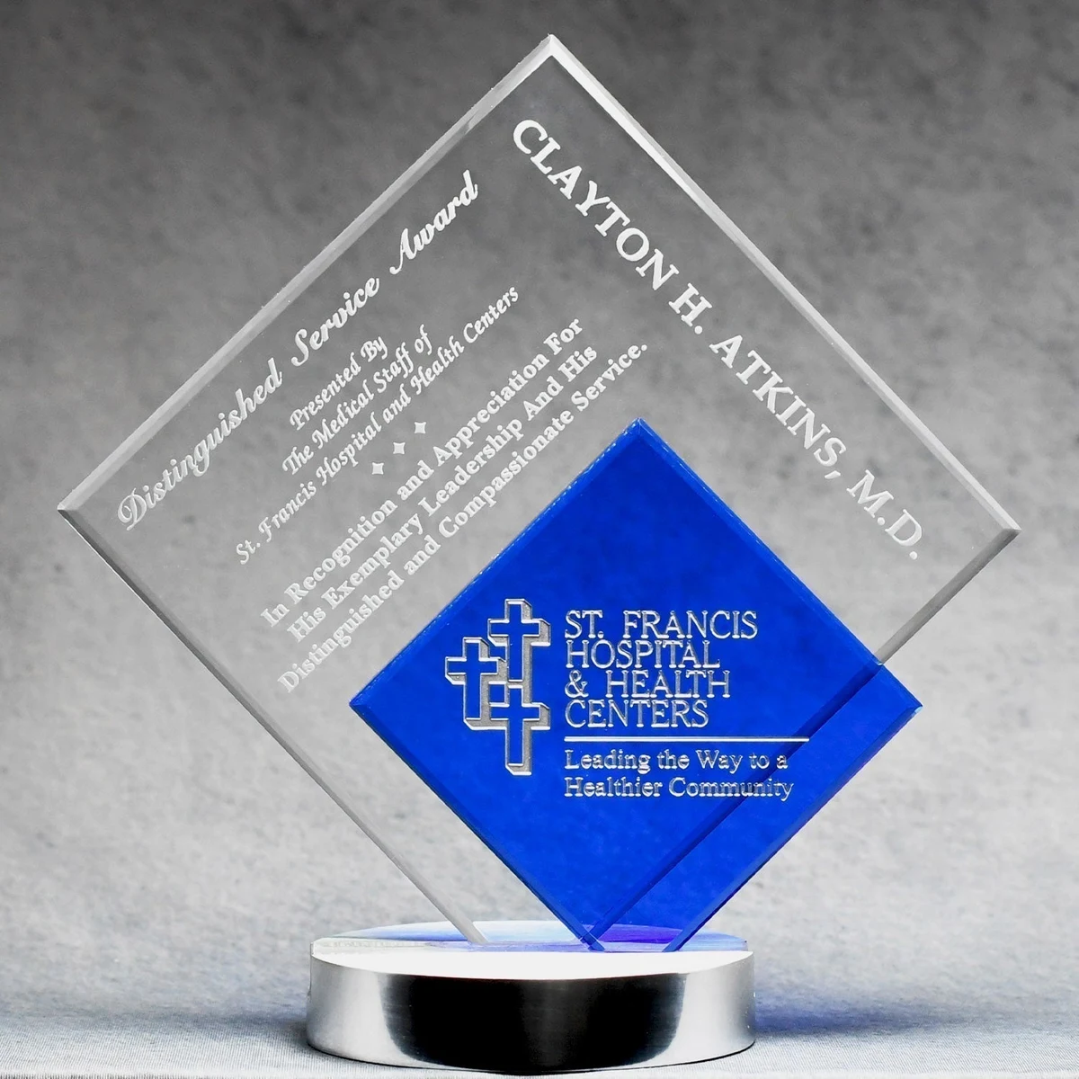Crystal With Blue Inset Diamond Shape 1