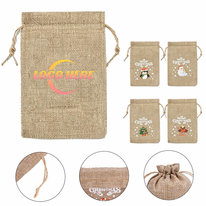 Durable Burlap Drawstring Gift Bags Linen Storage Pouches