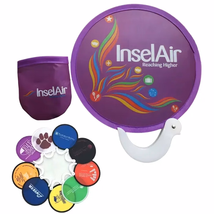 Full Color Nylon Foldable Fans with Pouch