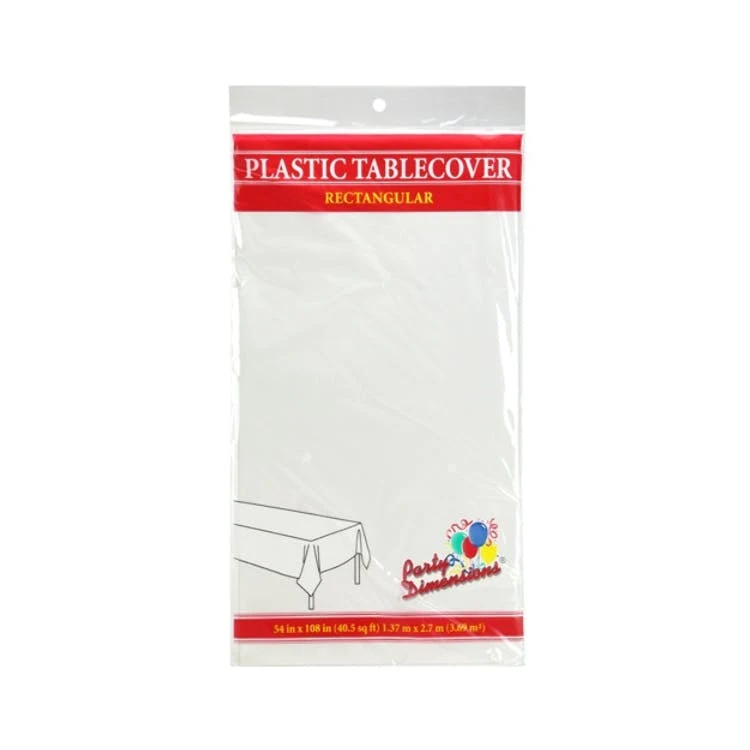 Rectangular Plastic Tablecloths - White 54" X 108" 1