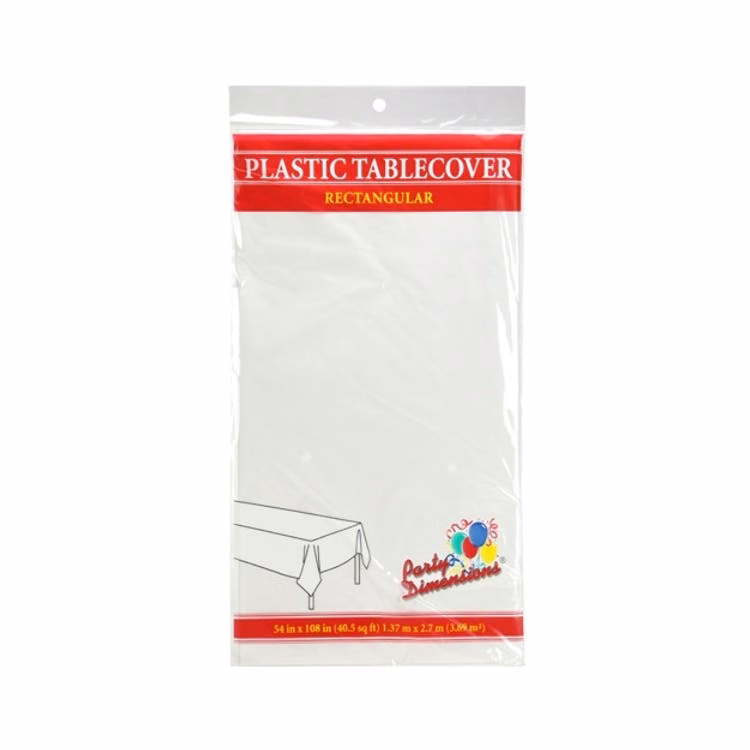 Rectangular Plastic Tablecloths - White 54" X 108"