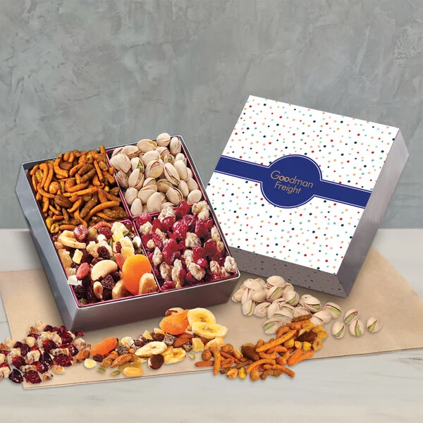 Gift Box with Gourmet Treats with Bubbles Sleeve 1