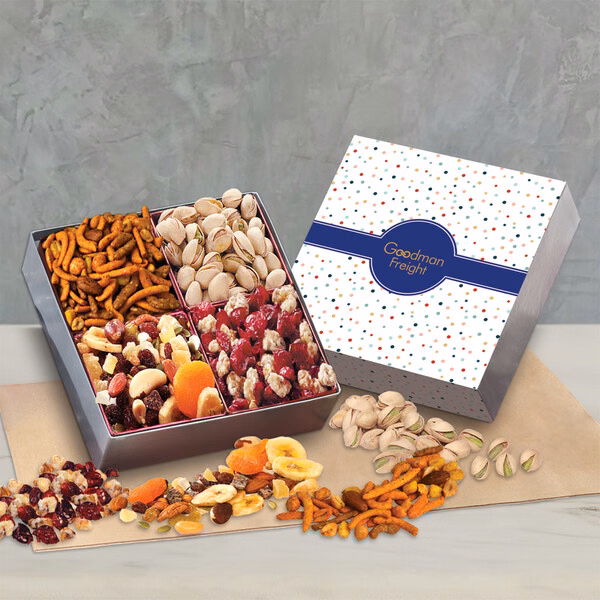 Gift Box with Gourmet Treats with Bubbles Sleeve