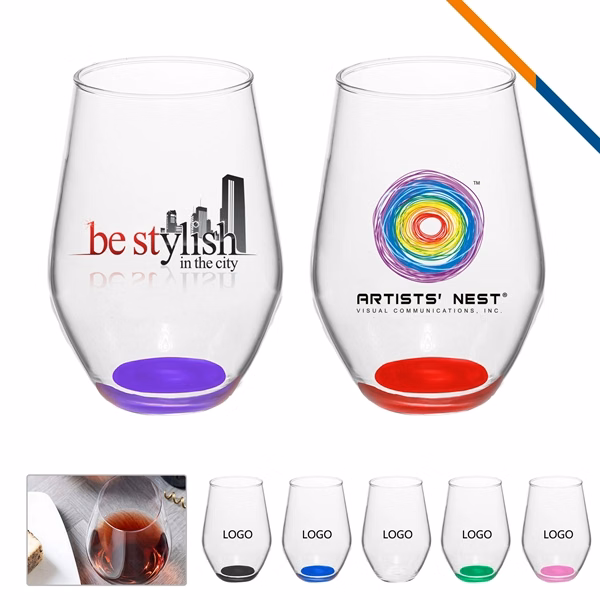 Custom 11 oz Stemless Wine Glass Clear Design — Corporate Celebrations & Brand Gifts