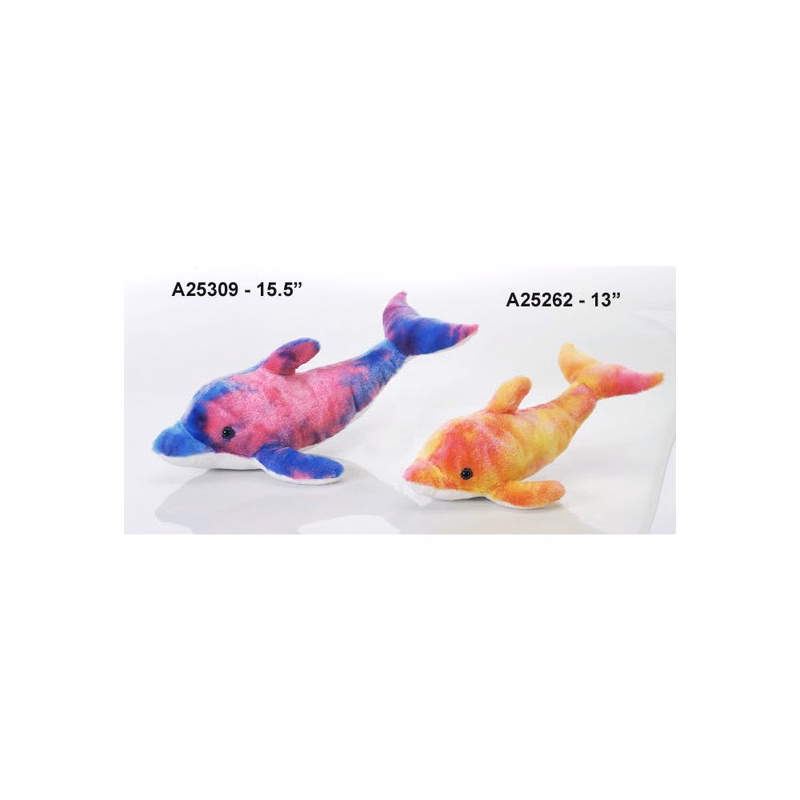 Dolphin Plush Toy - 15.5" Tie Dye Colors
