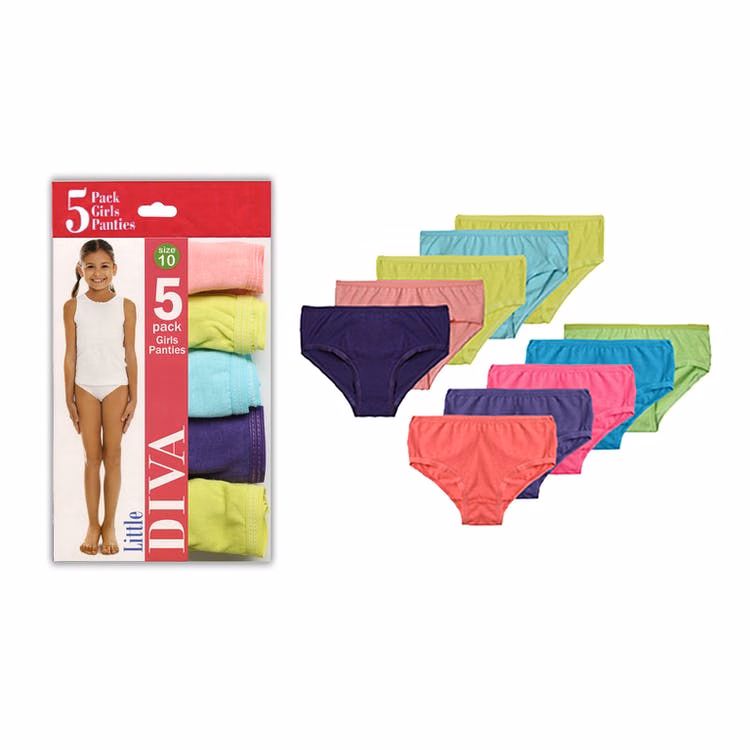 Girl's Panties - Assorted Solids Size 12 5 Pack