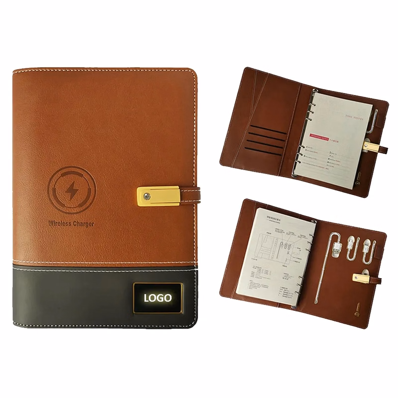 Notebook w/Power Bank and Wireless Charger & USB Flash Drive