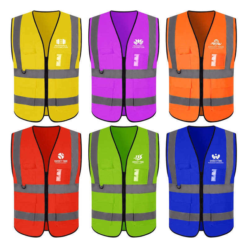 Reflective Fluorescent Vest With Multiple Pockets