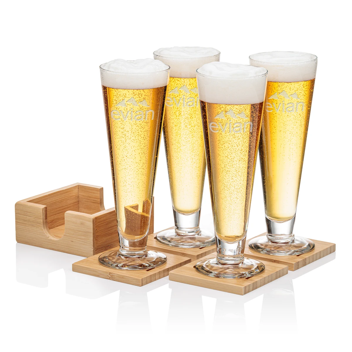 Bamboo Coaster Gift Set - Classic, custom bottle opener with logo imprint 1