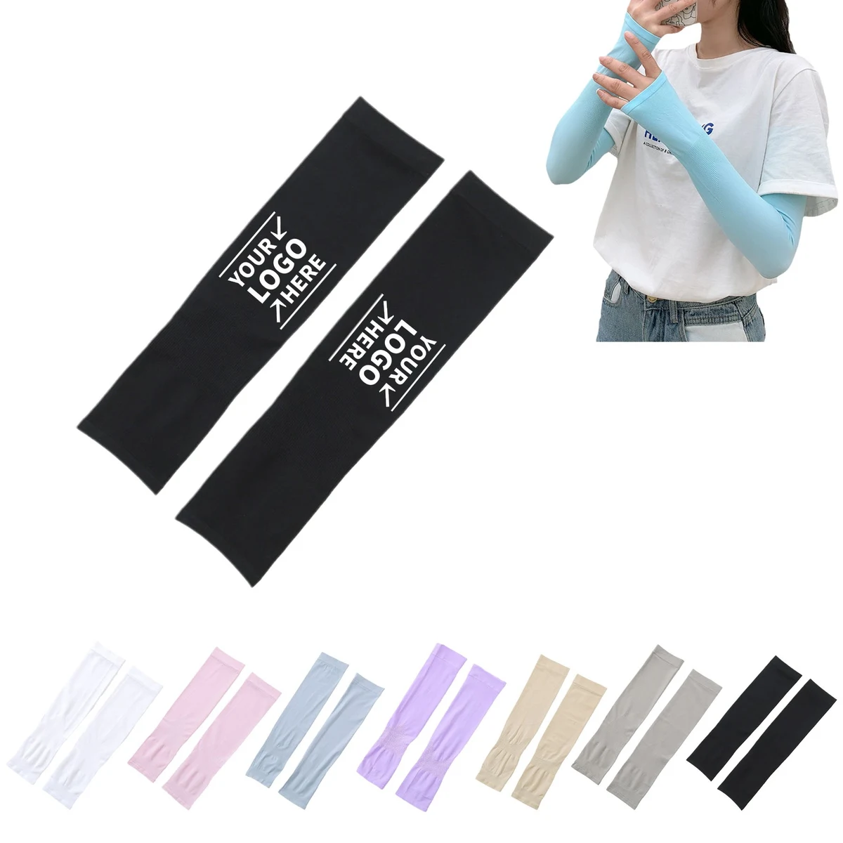 UV Sun Protection Ice Silk Cooling Sleeves Arm Sleeves 1