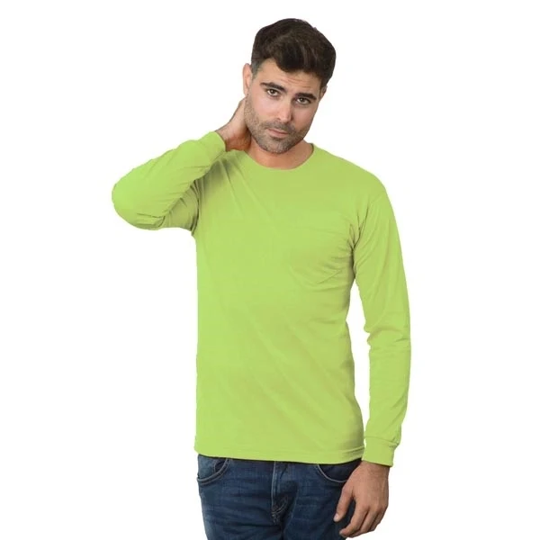 Unisex 50/50 Long Sleeve Pocket Crew 1