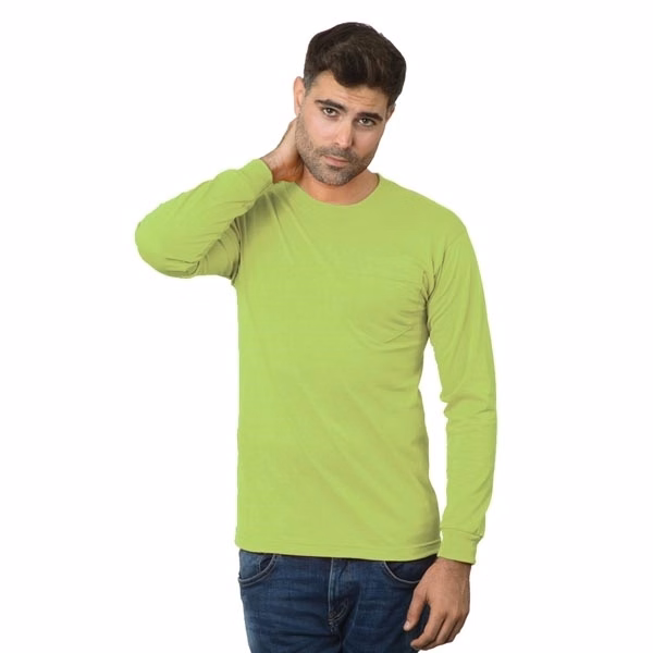 Unisex 50/50 Long Sleeve Pocket Crew