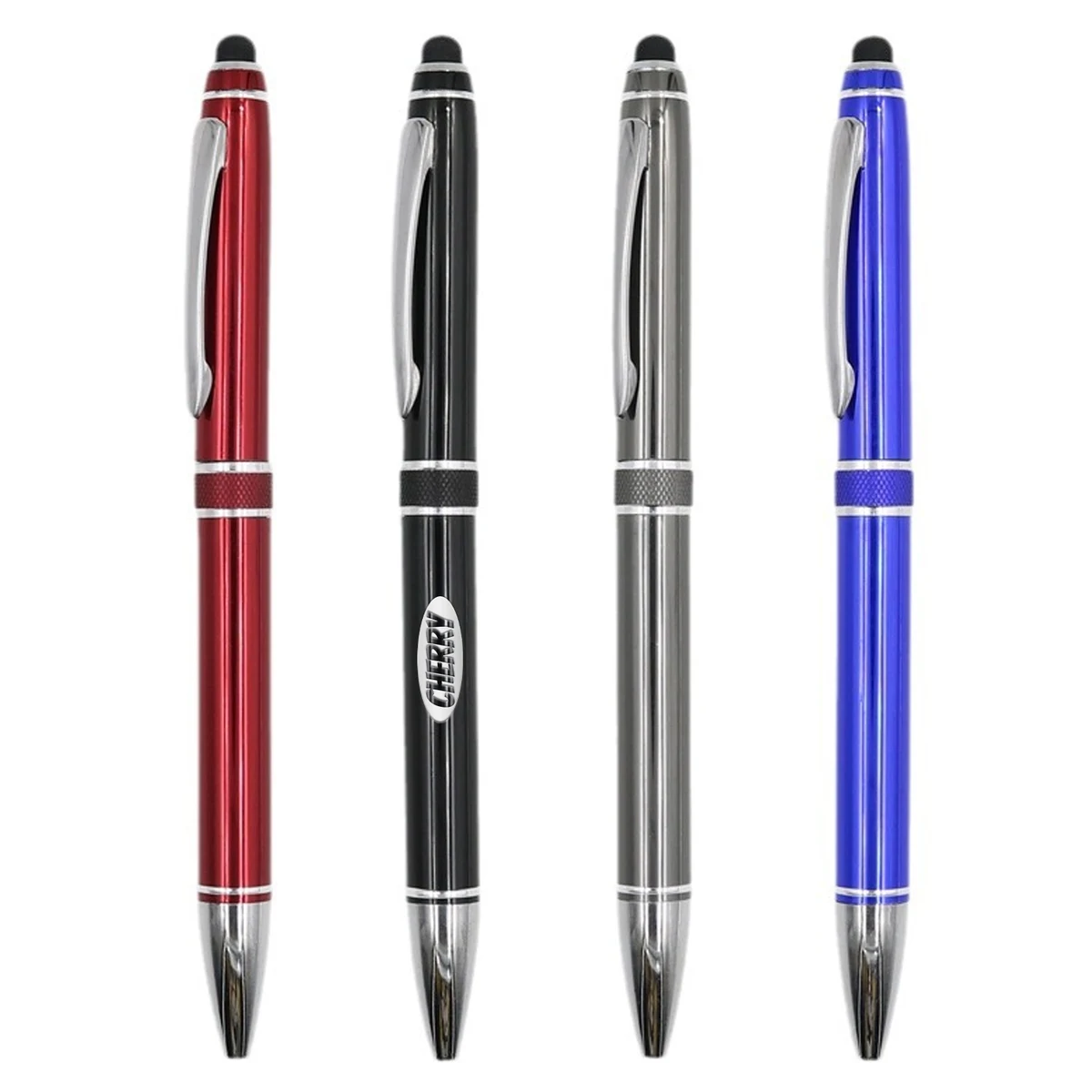 2 in 1 Twist Action Business Aluminum Ballpoint Pen w/Stylus 1