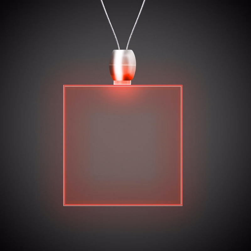 Square Red Light-Up Acrylic Pendant Necklace