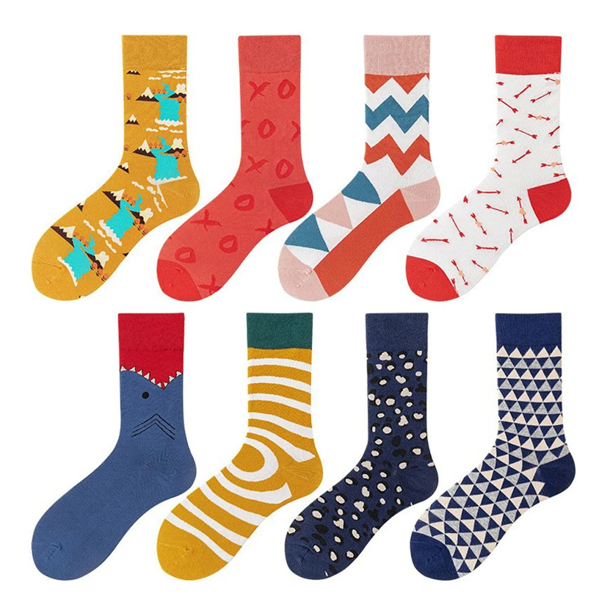 Jacquard knitted cotton crew socks 1