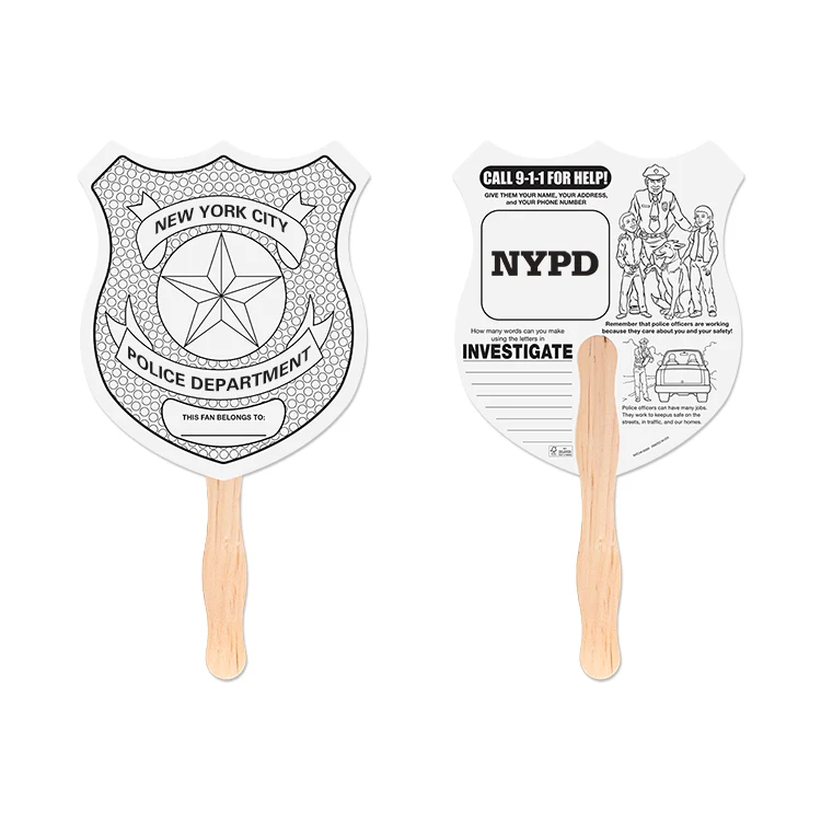 Police Badge Shaped Hand Fan 1