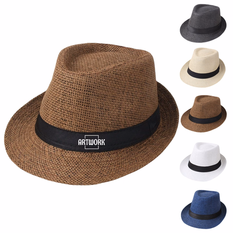 Short Brim Straw Fedora Sun Hat