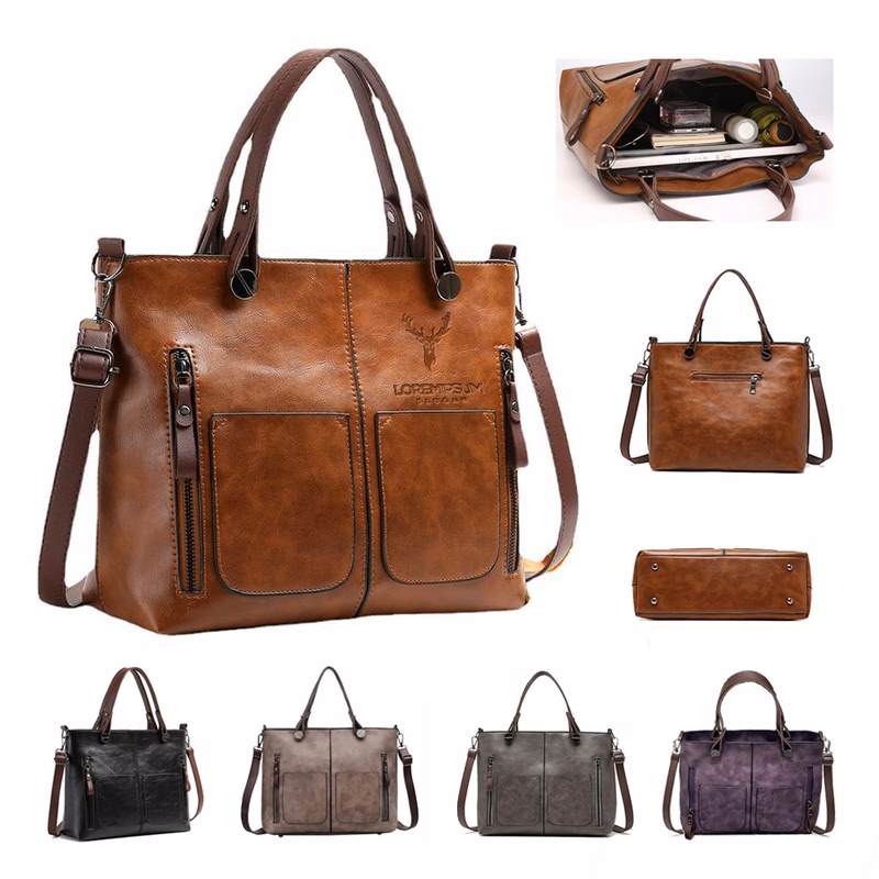 Large Leather Tote Shoulder Crossbody Bag