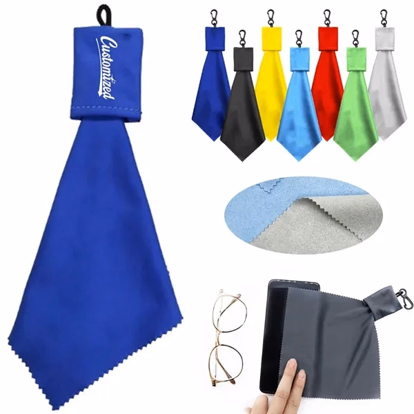 Custom Microfiber Cleaning Cloth with Attachment Clip, 5.91 — Tech & Eyewear Care Gift