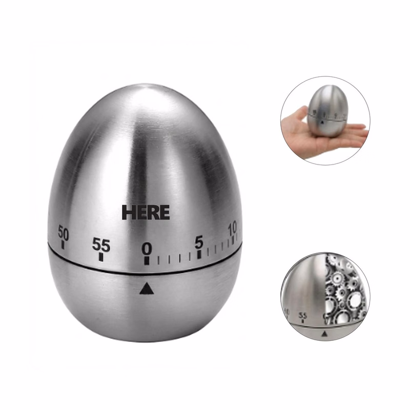 Stainless Steel Egg Shaped Mechanical Kitchen Timer