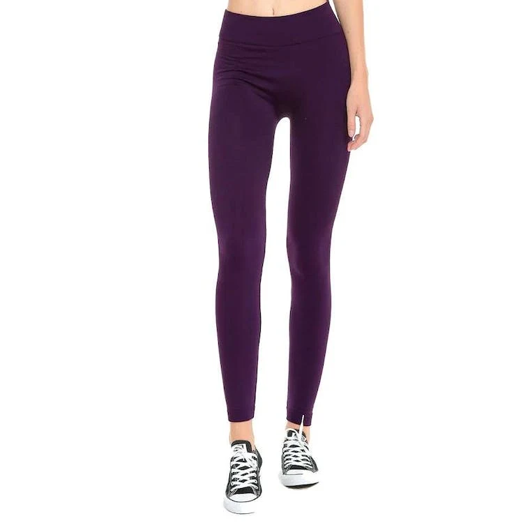Women's Fleece Lined Leggings - Deep Purple One Size Fits Most 1
