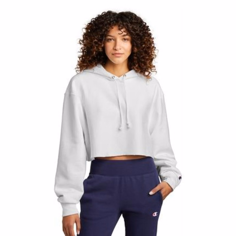 Champion Women's Reverse Weave Cropped Cut-Off Hooded Sweatshirt