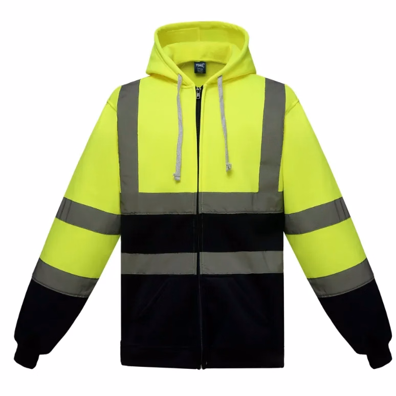 High Vis Class 3 Reflective Safety Zipper Hoodie w/ Pocket