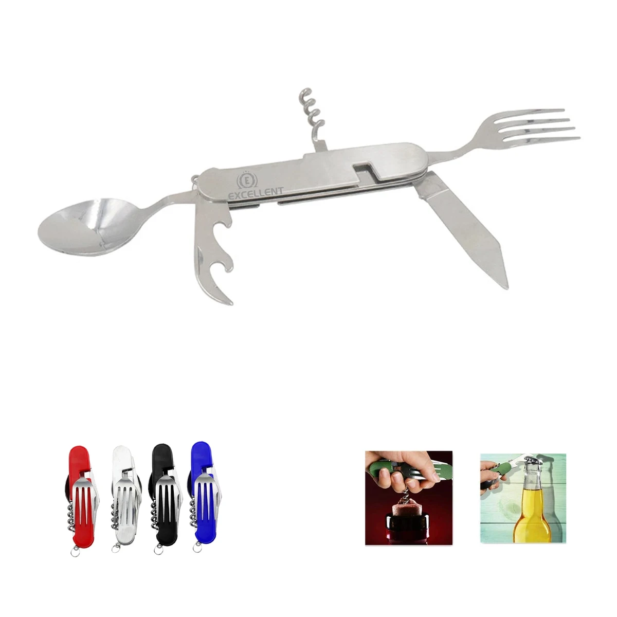 6 in 1 Camping Tableware Folding Fork Spoon Combination 1