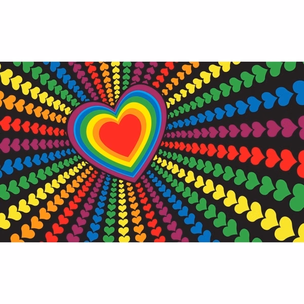 Rainbow Hearts Antenna Flag