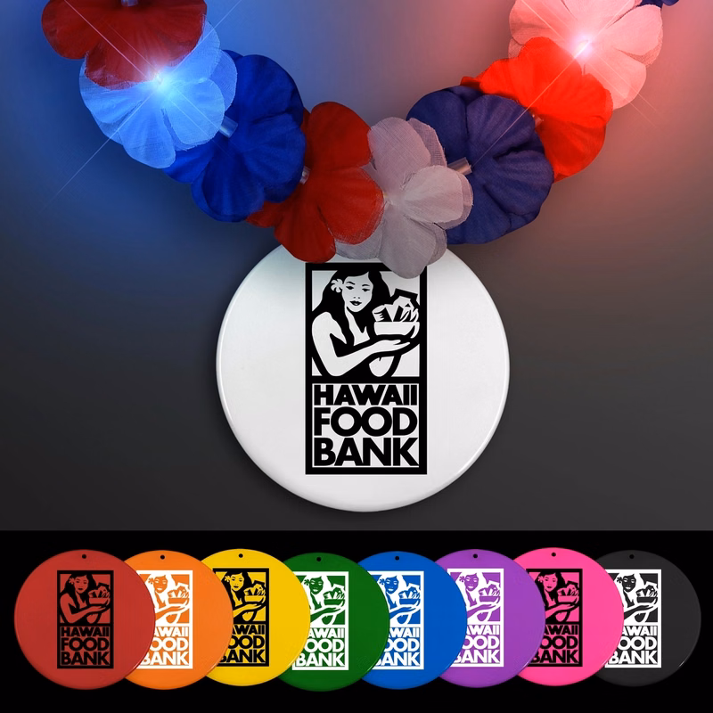 Red, White & Blue LED Hawaiian Lei with Medallion