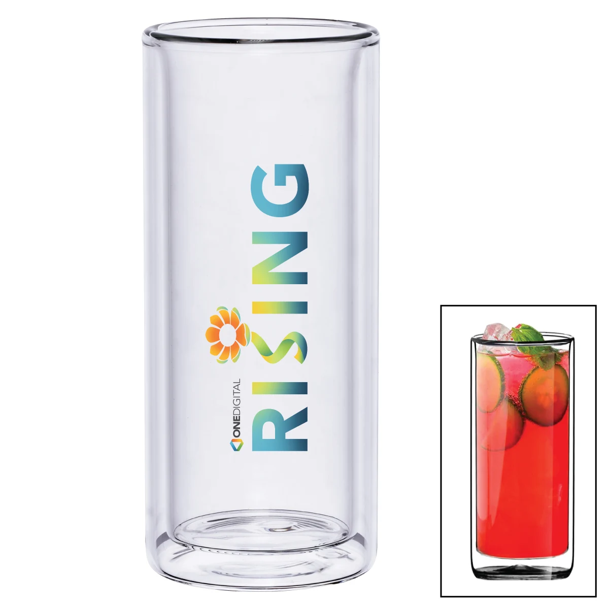 16 oz. Double Walled Slim & Tall Beverage Glass 1