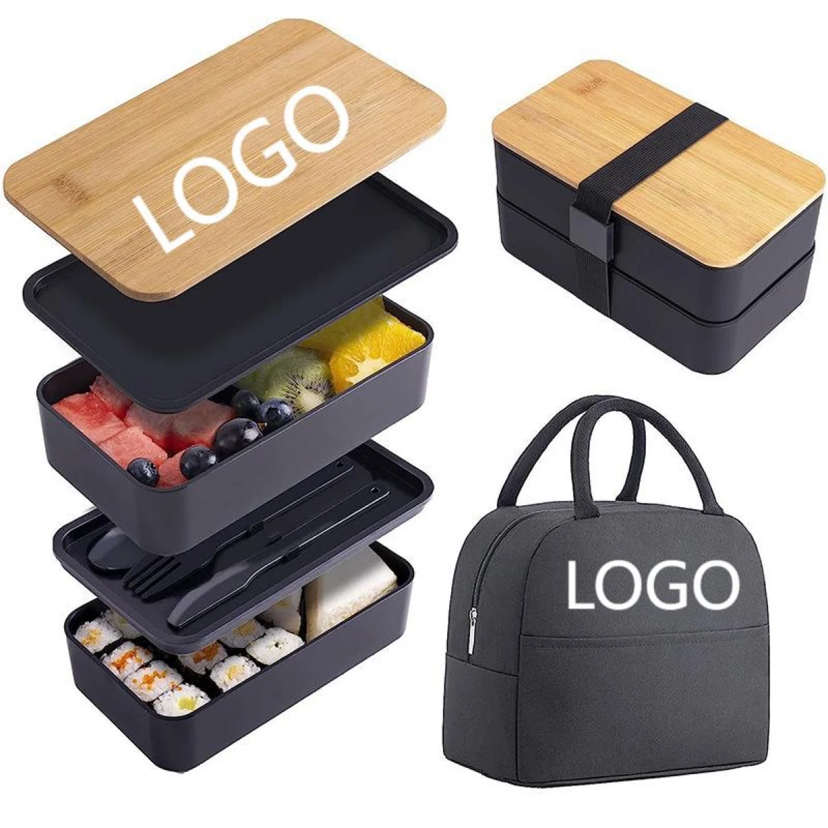 Custom Logo Bento Box & Tote Bag Set 1