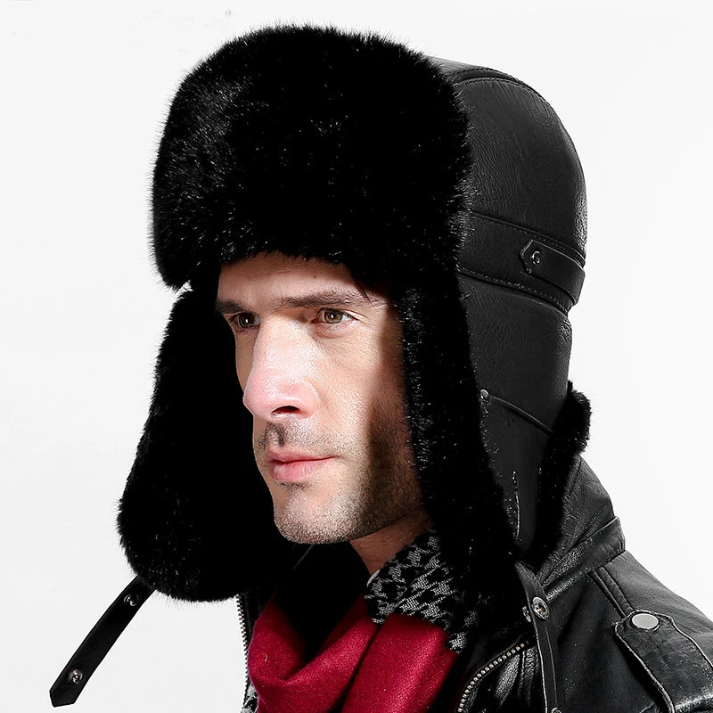 Military Trooper Warm Winter Fur Hat w/Ear Flaps 1