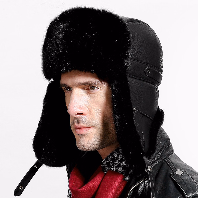 Military Trooper Warm Winter Fur Hat w/Ear Flaps