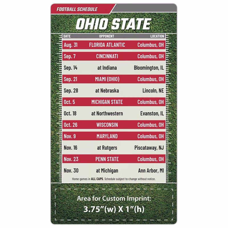 Magnet Football Sport Schedules - 4x7 Round Corners - OSU