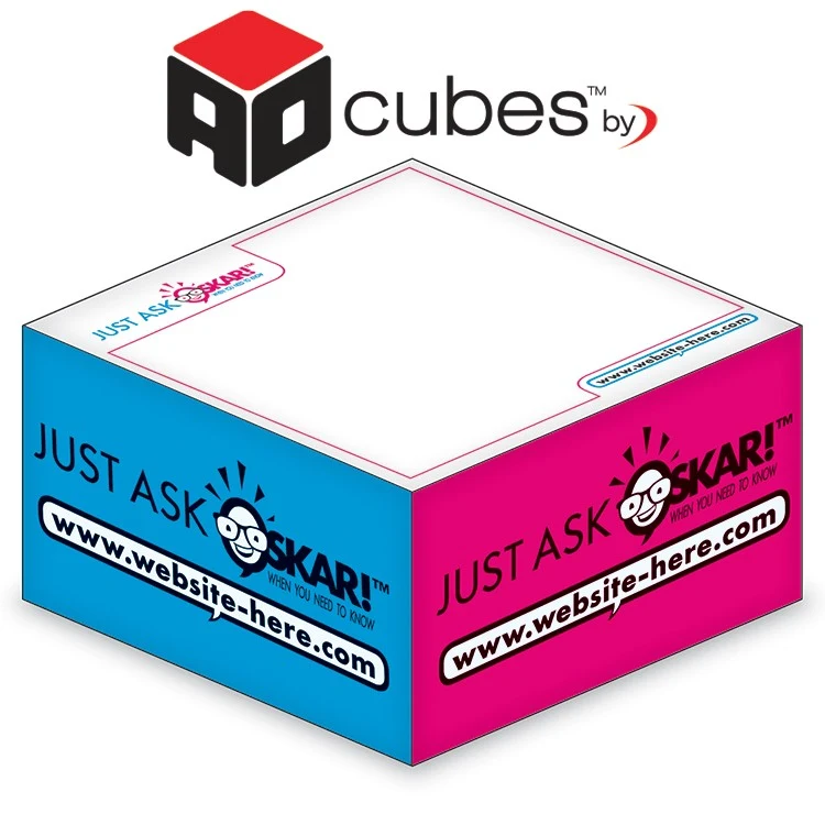 Ad Cubes™ - Memo Notes - 3.875x3.875x1.9375-3 Colors, 1 Design on Sides 1