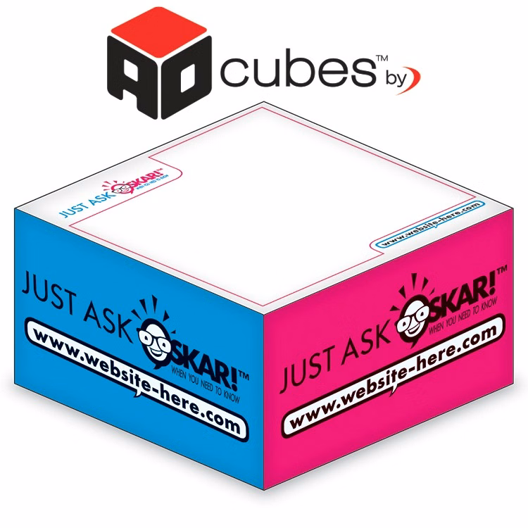 Ad Cubes™ - Memo Notes - 3.875x3.875x1.9375-3 Colors, 1 Design on Sides