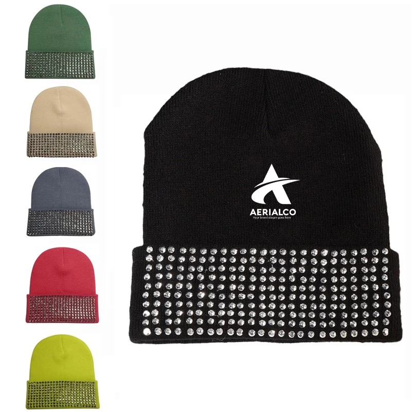 Shiny Bling Rhinestone Beanie Cap for Women 1