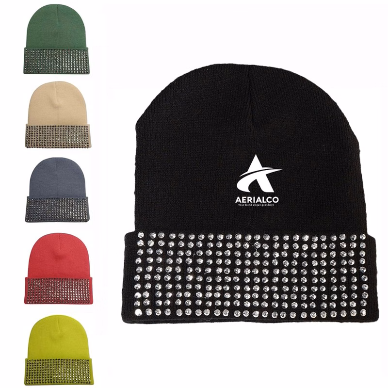 Shiny Bling Rhinestone Beanie Cap for Women