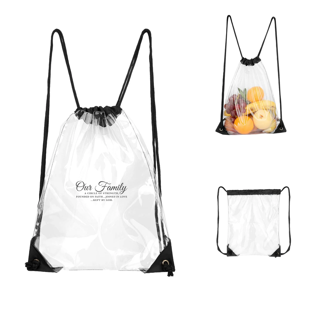 Reusable Clear Drawstring Backpack 1