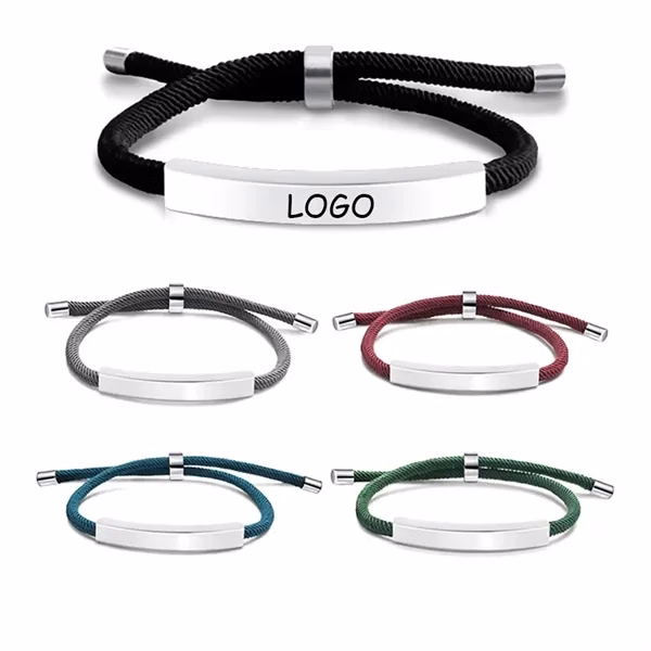 Custom Stainless Steel Adjustable Braided Rope Bracelet — Hypoallergenic Wearable