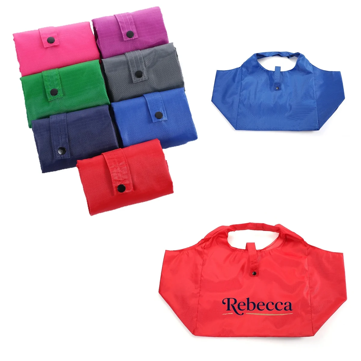 Customized portable folding shopping bag, custom tote bag with logo imprint 1