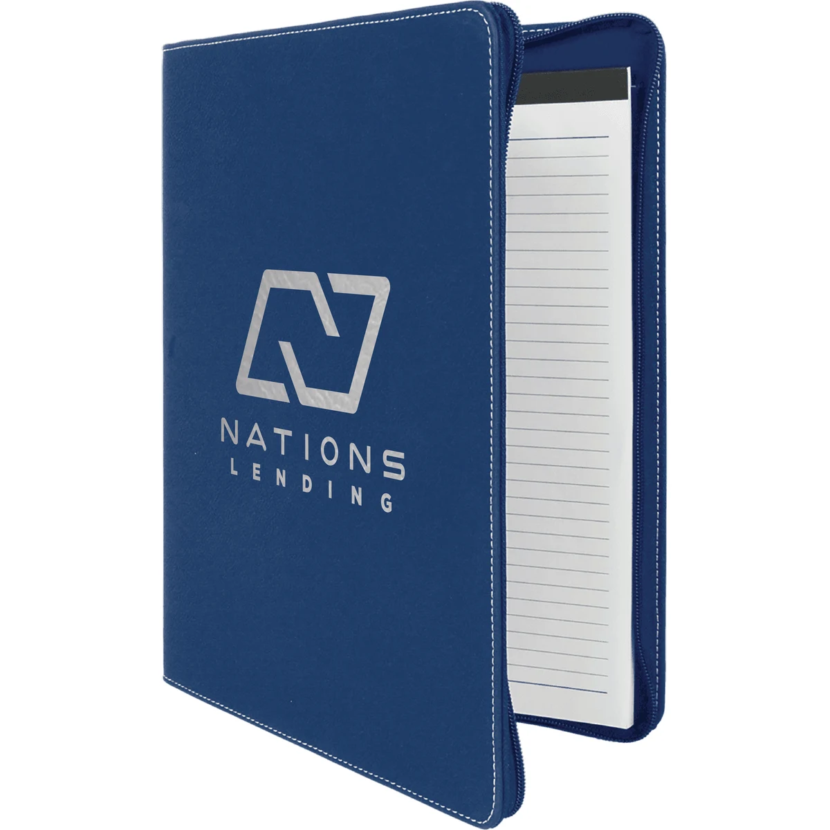 9" x 12" Leatherette Blue/Silver Portfolio with Zipper 1