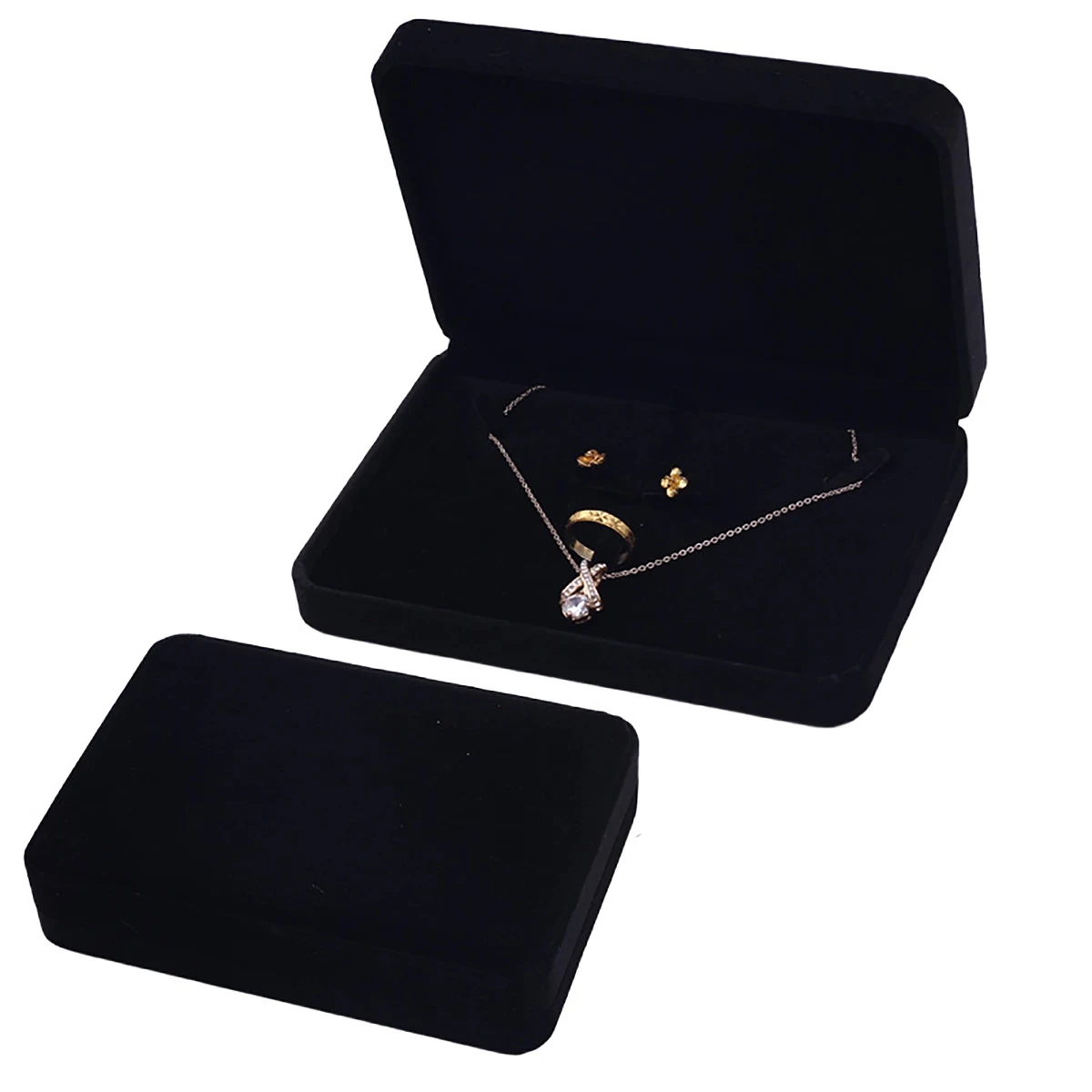 Large Velvet Jewelry Set Box Necklace Ring Earring Pendant 1