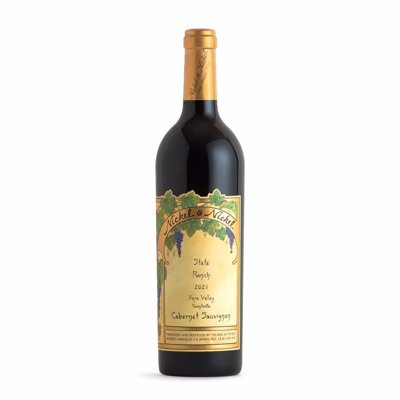 Etched Nickel & Nickel State Ranch Cabernet Red Wine Bottle