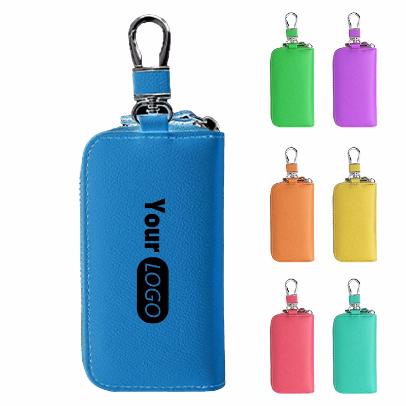 Leather Men'S Mini Zipper Keybag