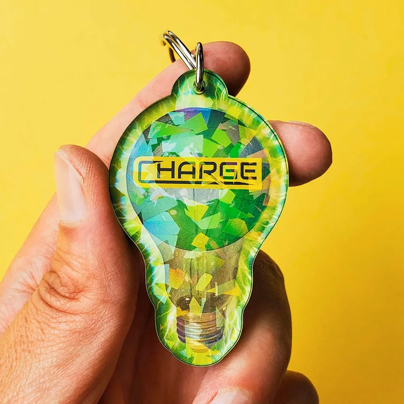 Acrylic Cracked Ice Holographic Key Tag
